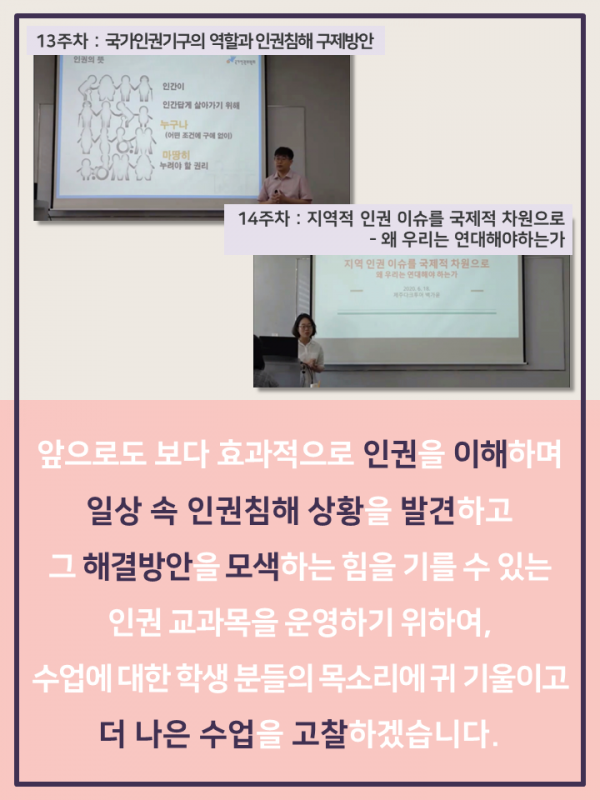 (2020.1학기) 인권 교과목 운영