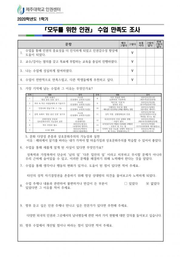 2020. 1학기 인권교과목 '모두를 위한 인권' 수강 후기(1)